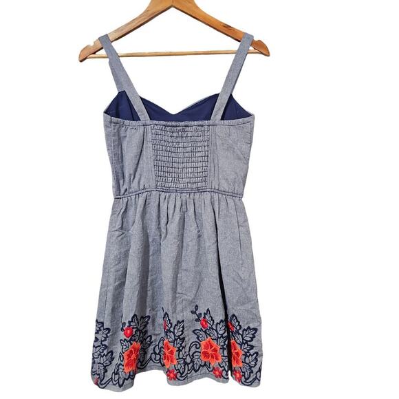 Francesca's Mi Ami Floral Embroidered Chambray Mini Dress Blue Size XS - Picture 5 of 7